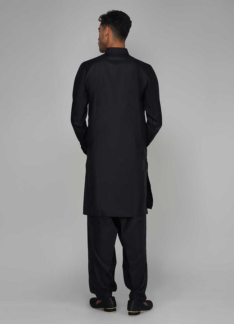 Buy Men's Black Twill Salwar Kurta Set