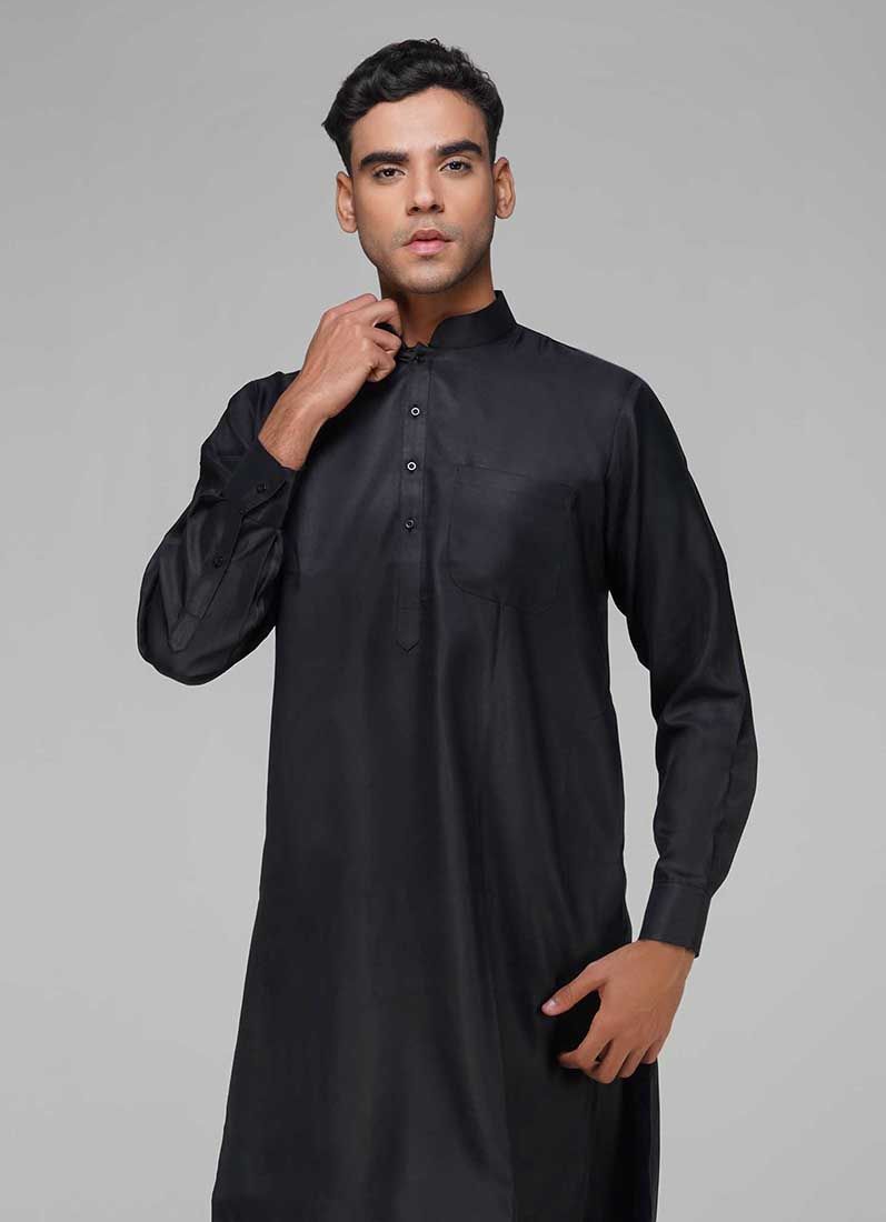 Buy Men's Black Twill Salwar Kurta Set