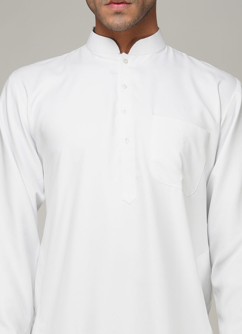 Buy Men's White Twill Salwar Kurta Set