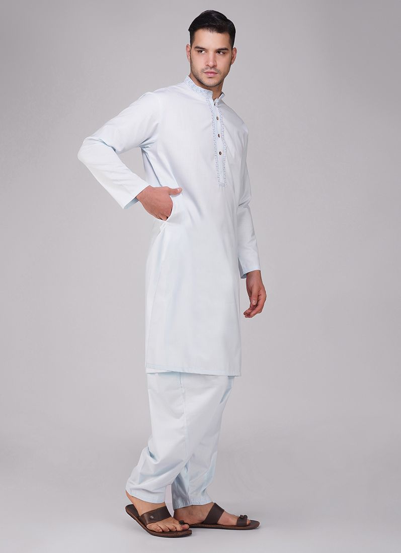 Buy Light Blue Cotton Kurta Salwar Set