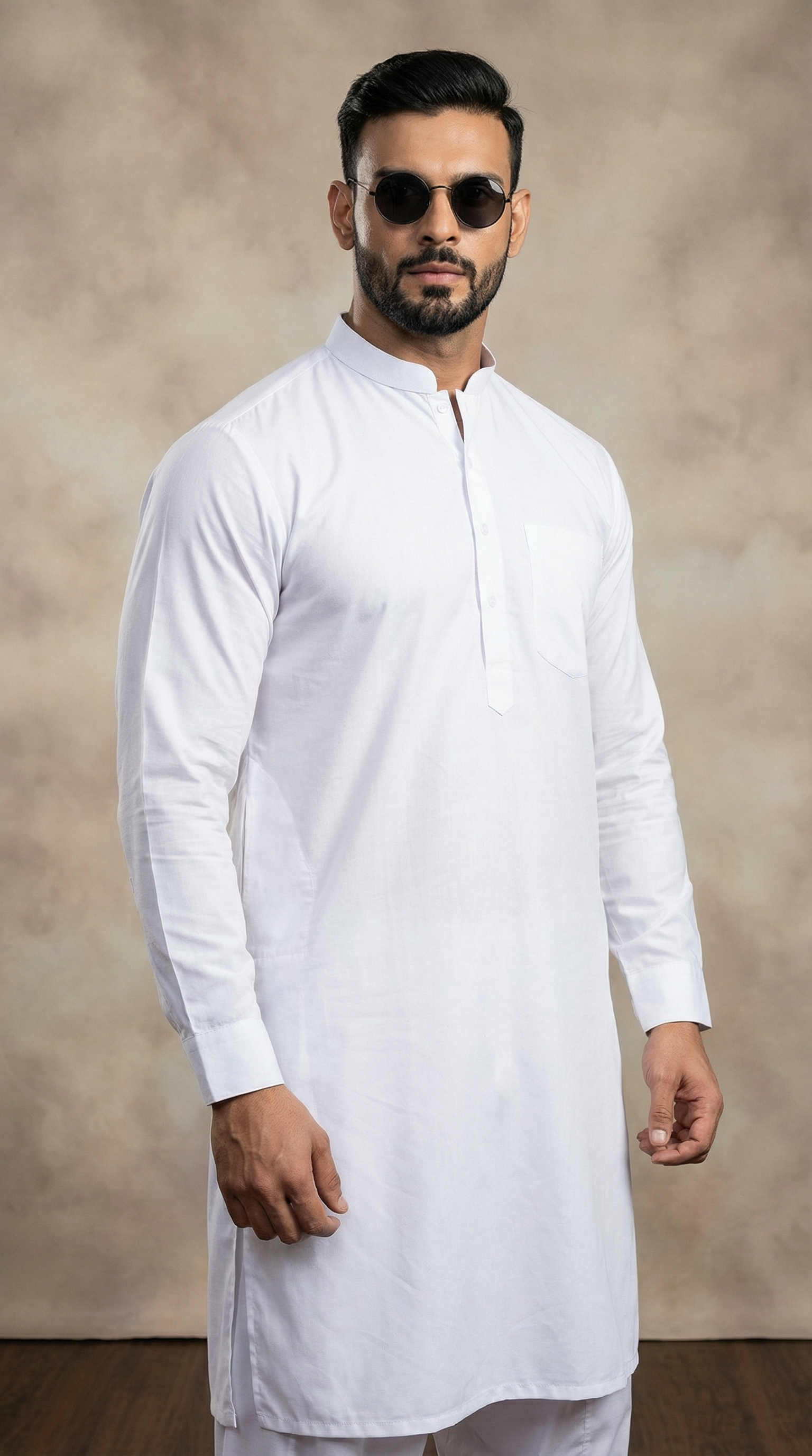Men’s Classic White Shalwar Kameez – Traditional Pakistani Formal Wear