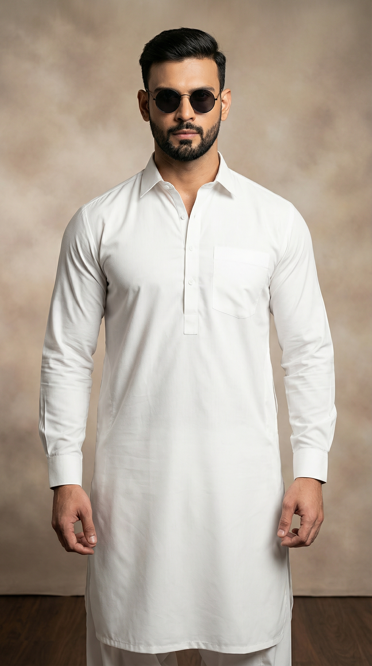 Men's Cream Pathani Set