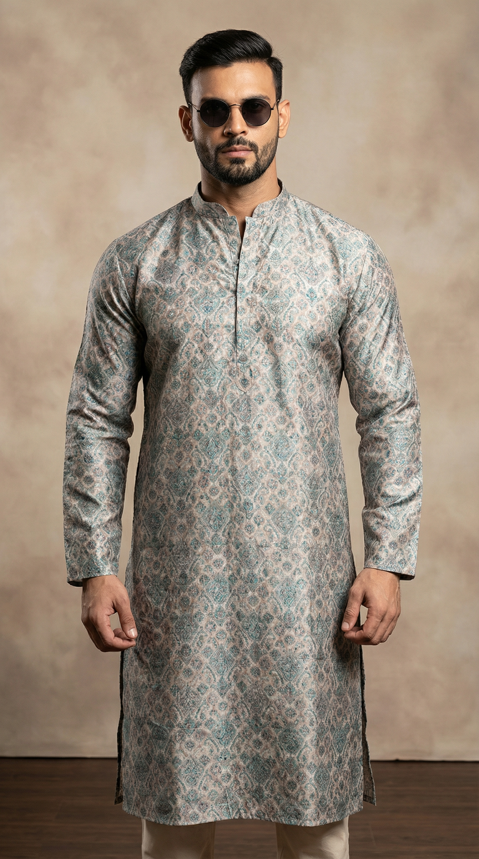 Men's Multi Colour Printed Kurta Pajama Set