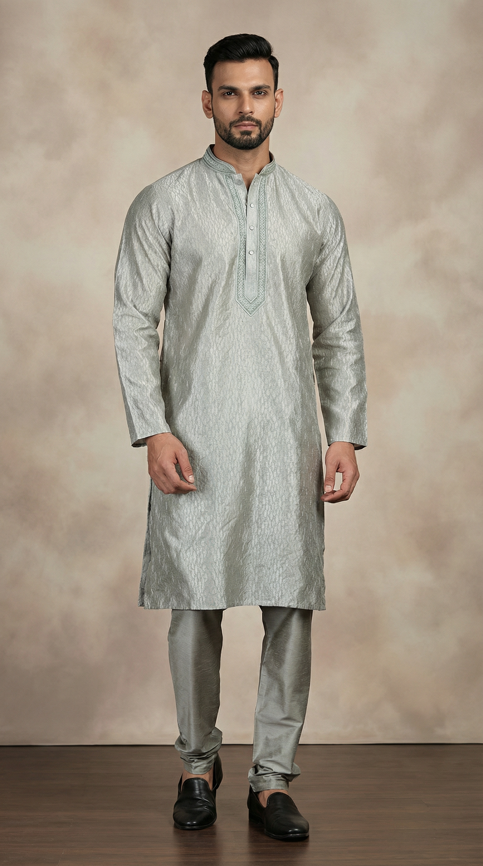 Men's Pista Green Resham Embroidered Payjama Set