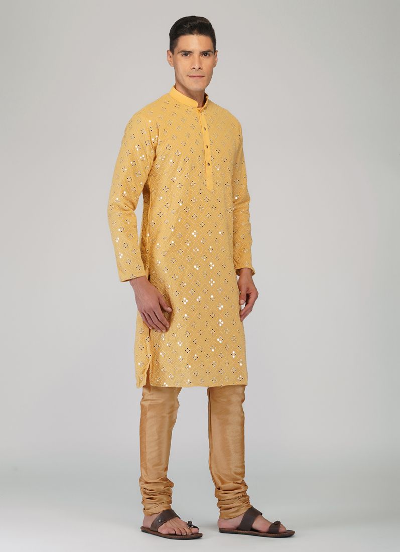 Buy Beige Chikankari Kurta Churidaar Set