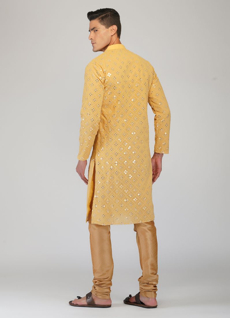Buy Beige Chikankari Kurta Churidaar Set