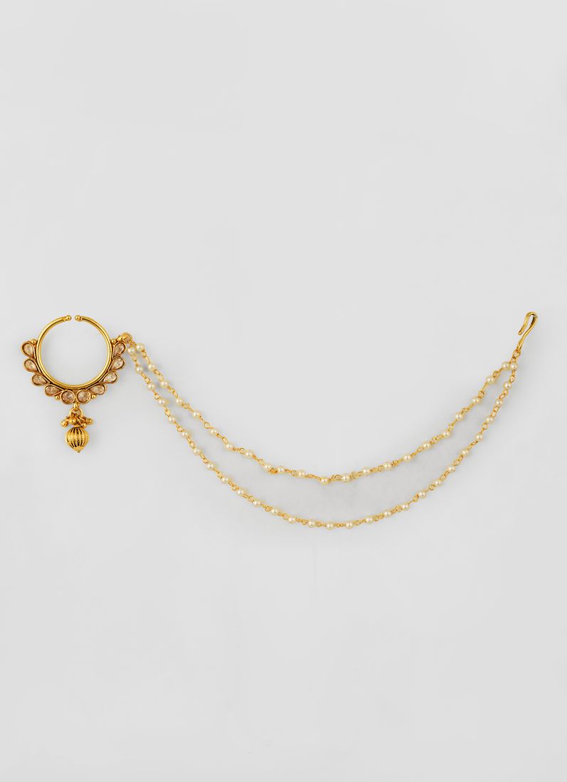 Nickle Free Gold Single Chain Nose Ring