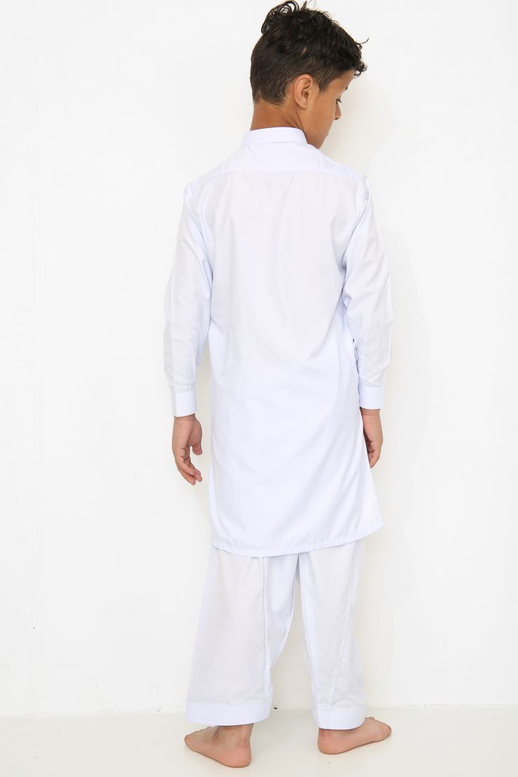 White Band Kurta Salwar Set