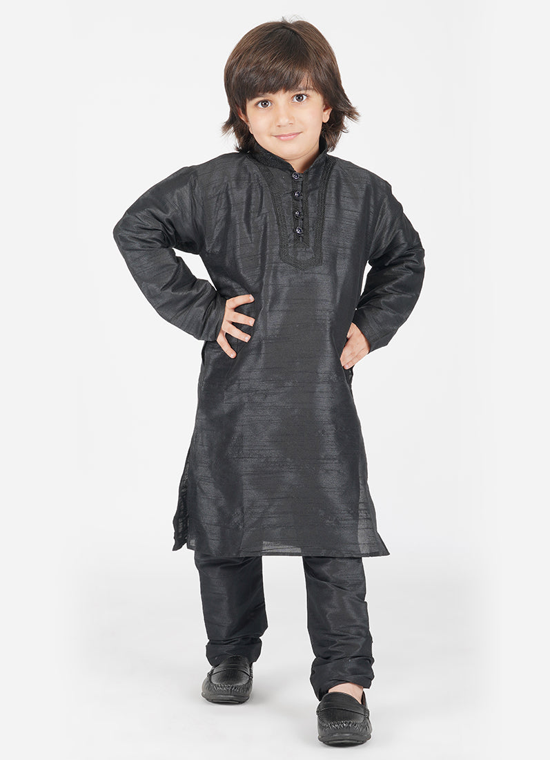 Buy Black Silk Kurta Pyjama