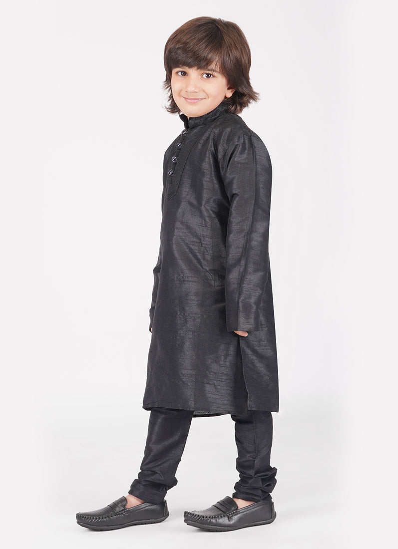 Buy Black Silk Kurta Pyjama