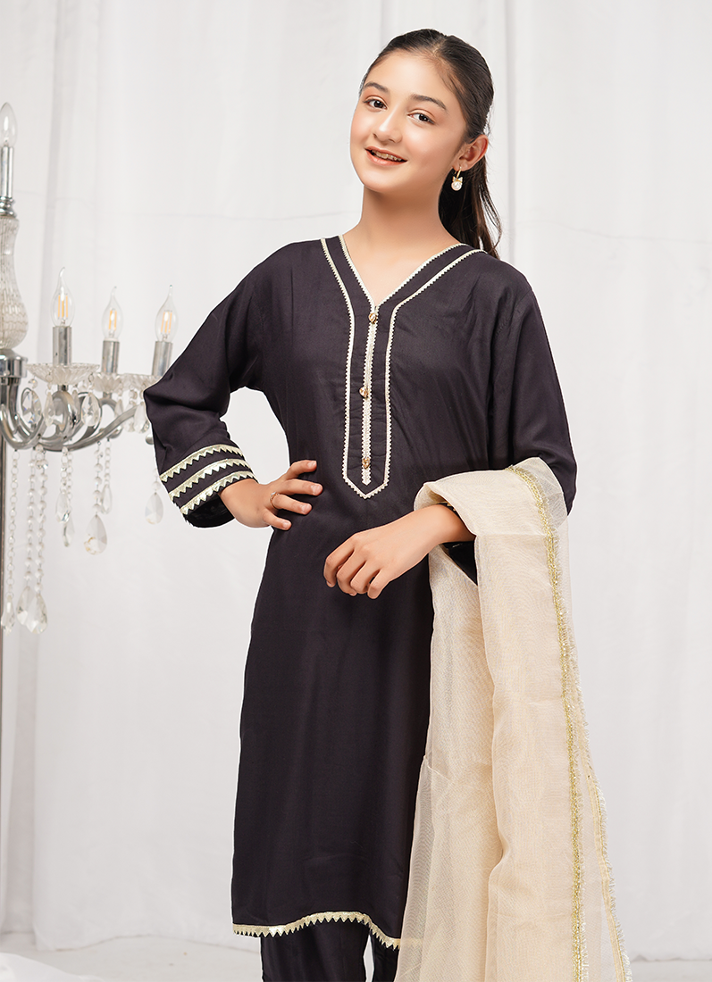 Buy Kids Black Linen Trouser Suit