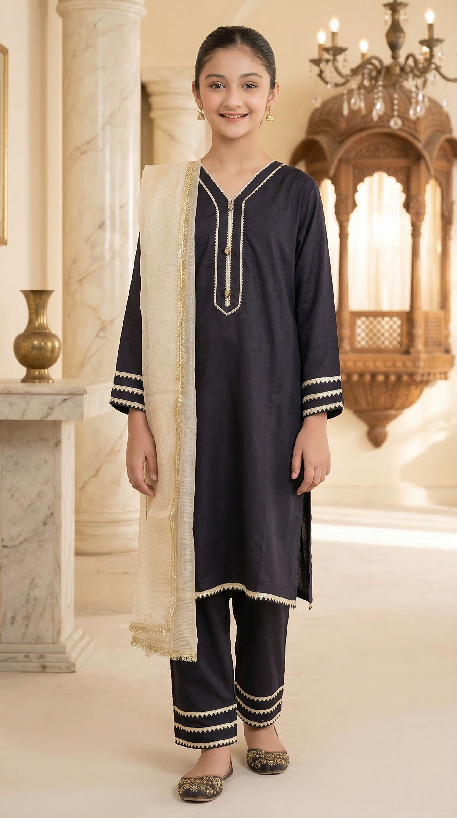 Kids Black Linen Trouser Suit