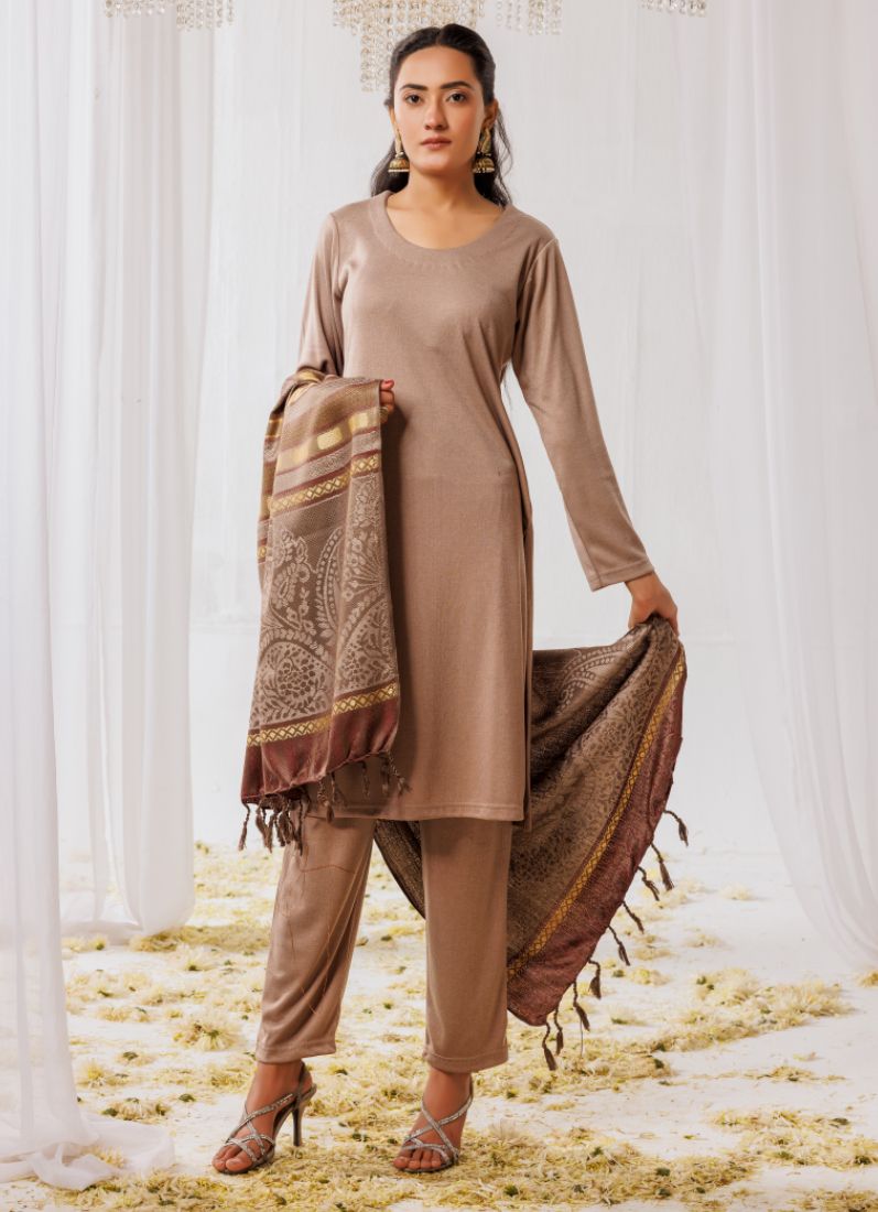 Buy Beige Woollen Knitwear Suits with Dupatta