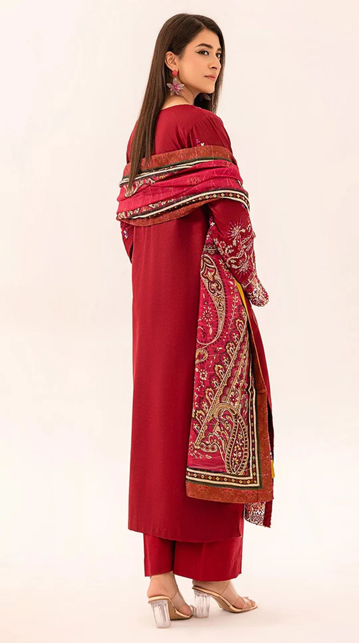 Maroon Lawn Embroidered Suit Set