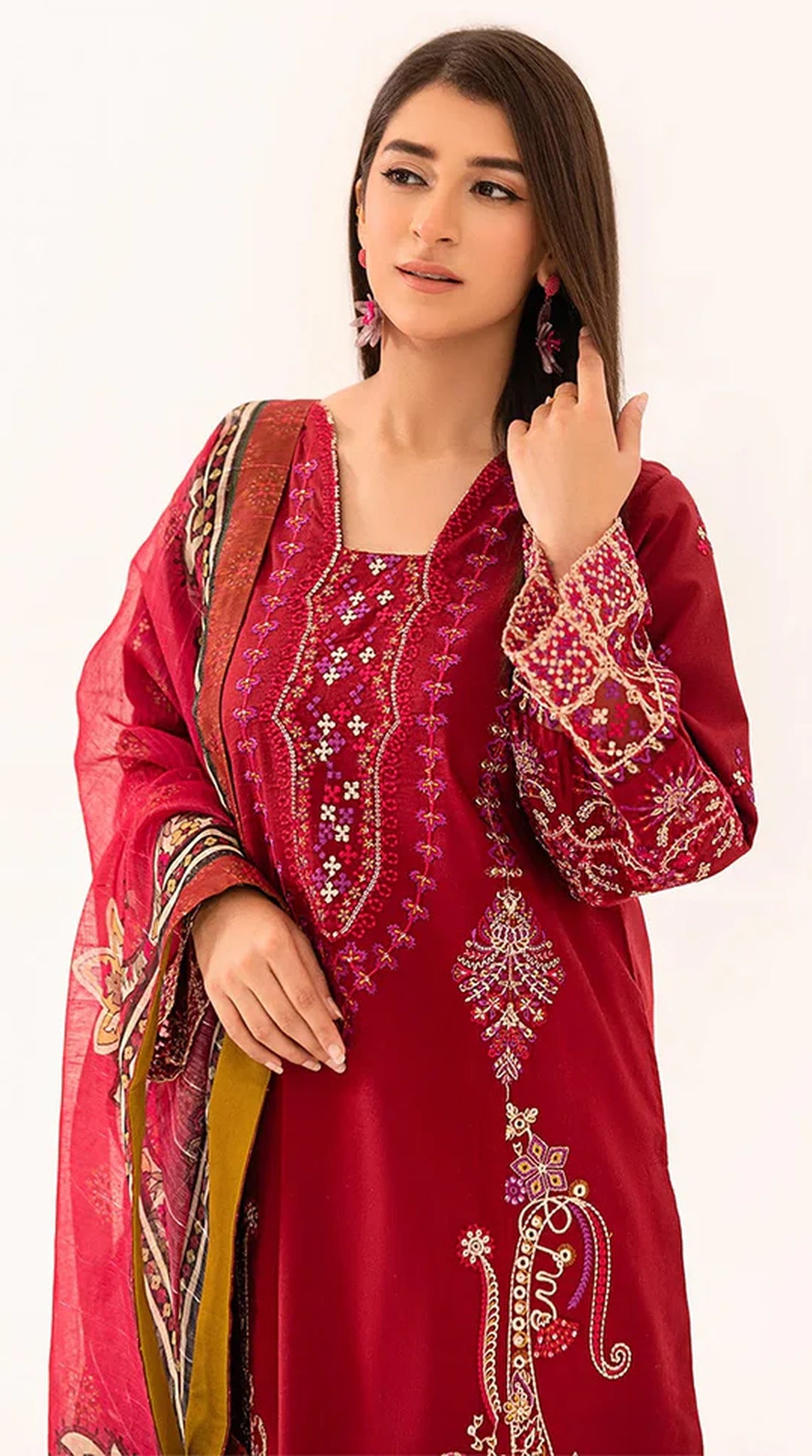 Maroon Lawn Embroidered Suit Set