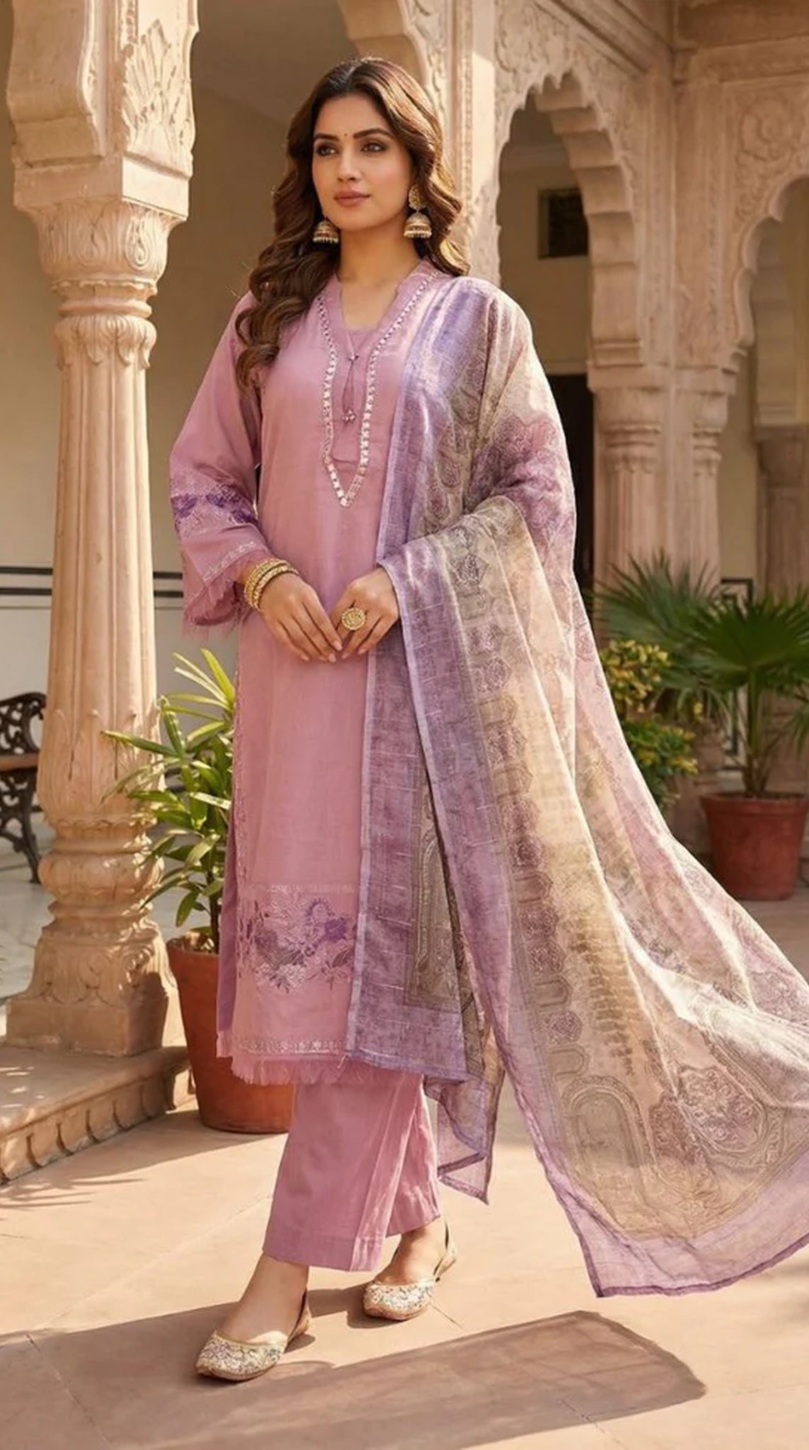 Lilac Lawn Embroidered Suit Set