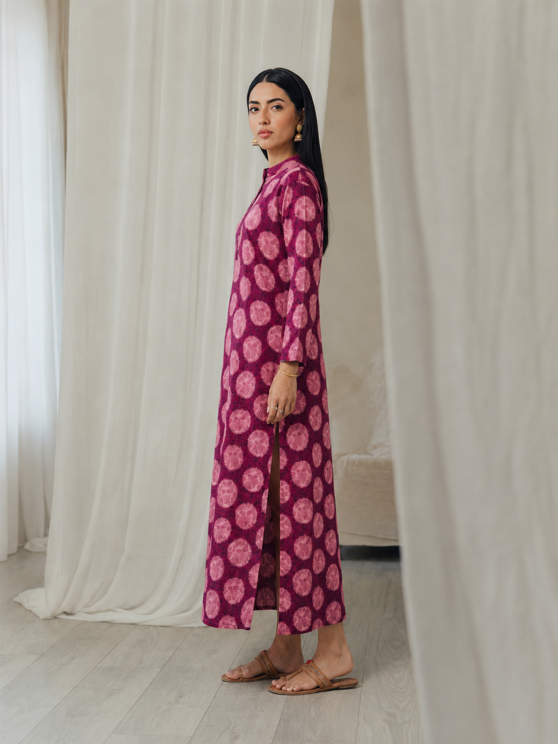 Turk Printed Linen Straight-Cut Kameez Top