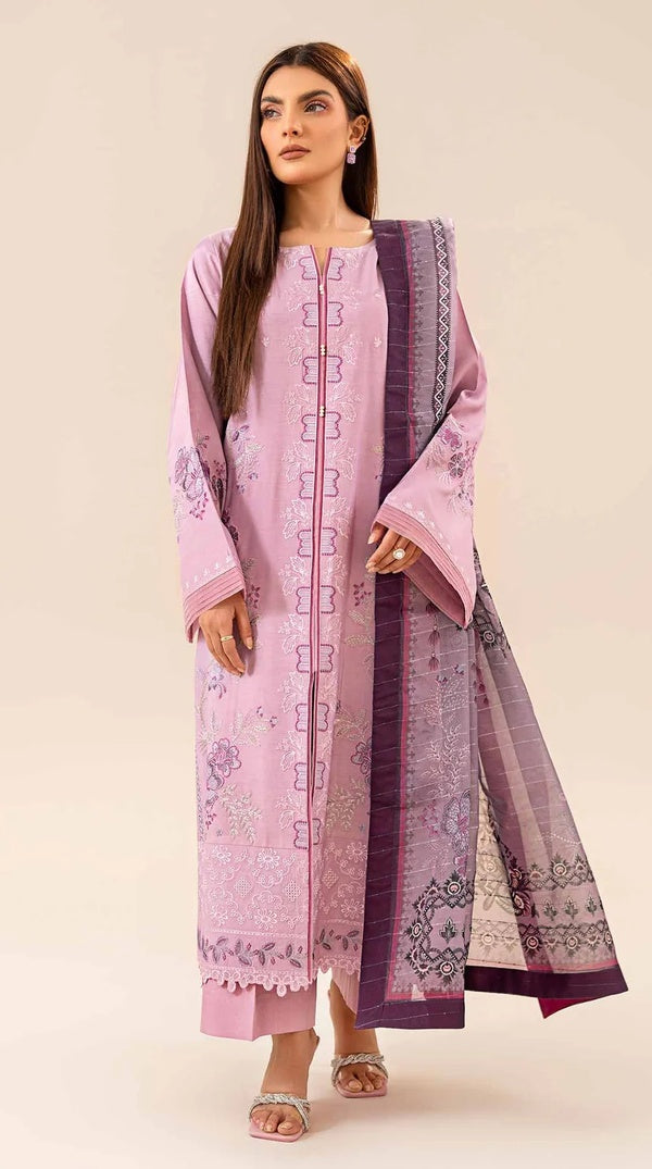 Lilac Embroidered Pakistani Lawn Kameez Suit
