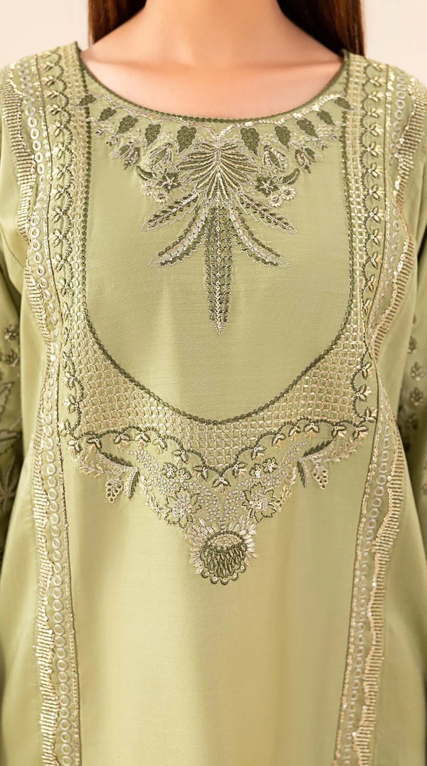 Green Embroidered Pakistani Viscose Kameez Suit