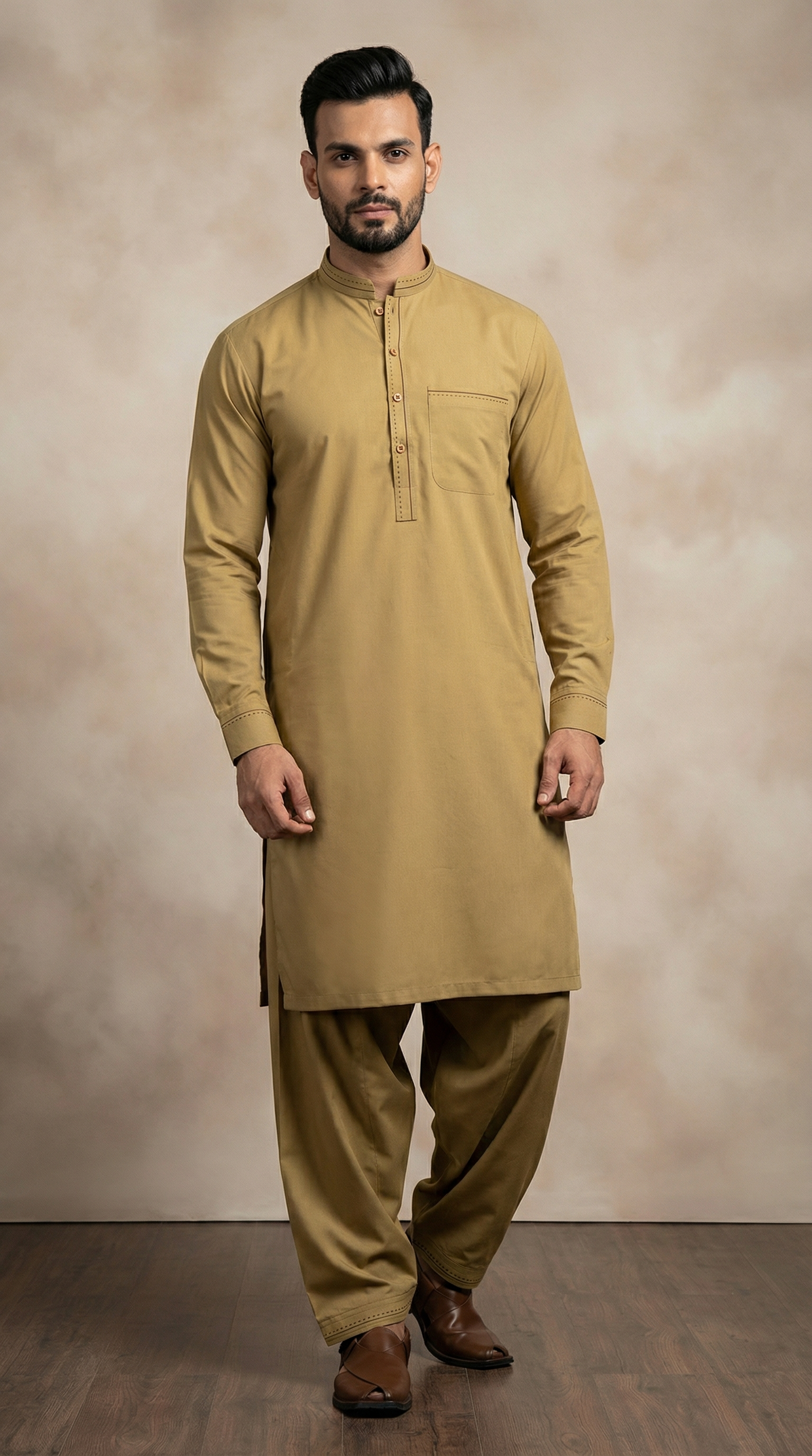 Men’s Classic Camel Shalwar Kameez