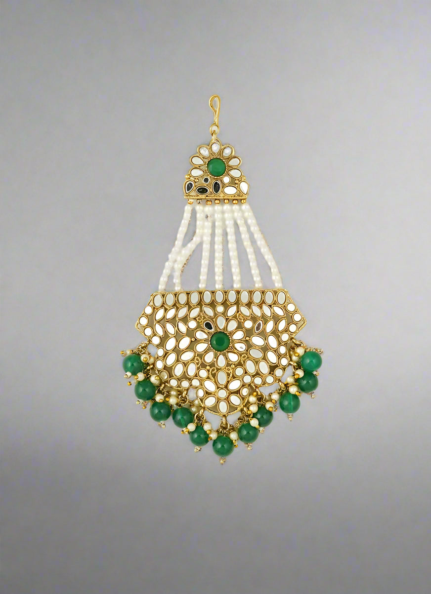 Nickle Free Gold Pearl Mirror Chumber Passa