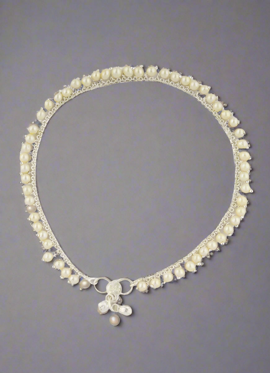 Buy Silver Pearl Droplets Payal