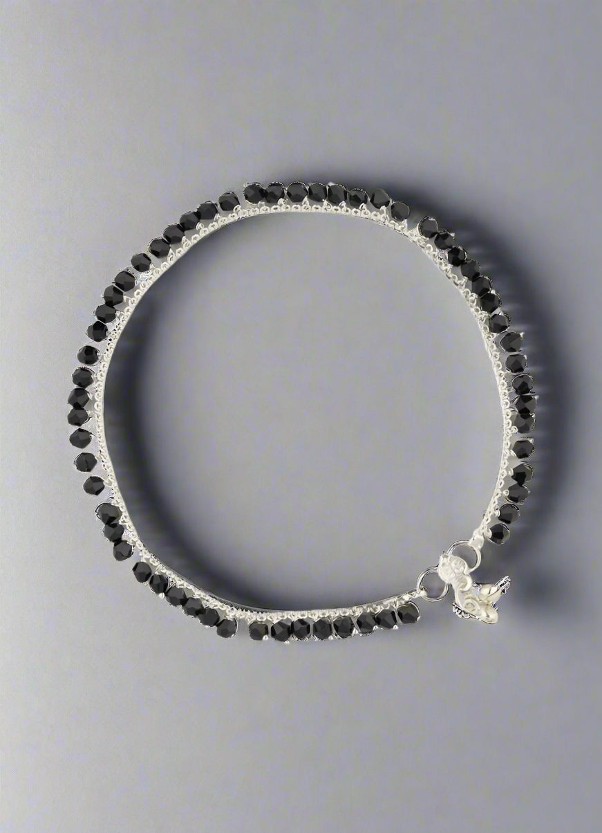 Buy Silver Black Crystal Payal