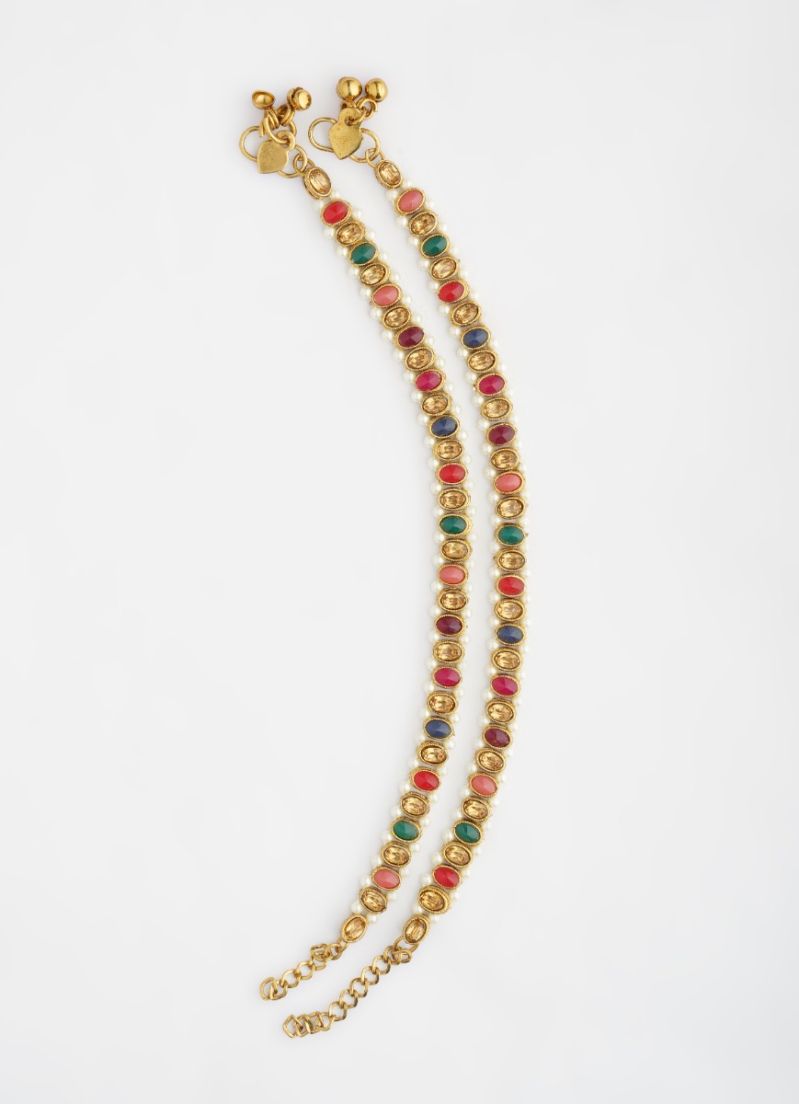 Buy Multicolour Gold Pearl Payal