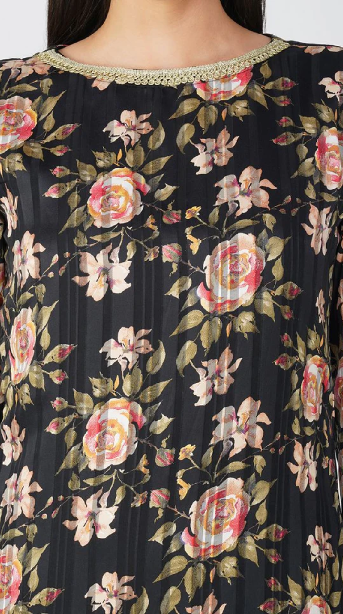 Black Georgette Lurex Printed Suit Set