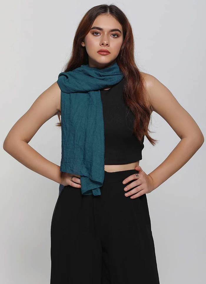 Classic Plain Scarf - Dark Teal Blue