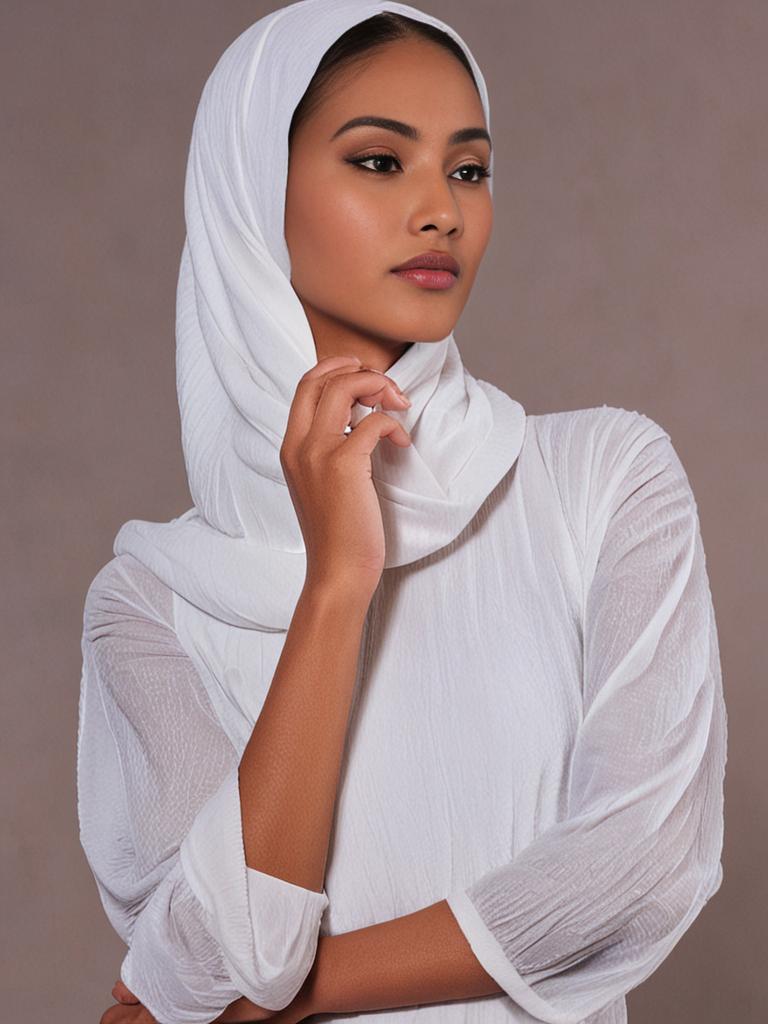 White Cotton Crinkled scarf