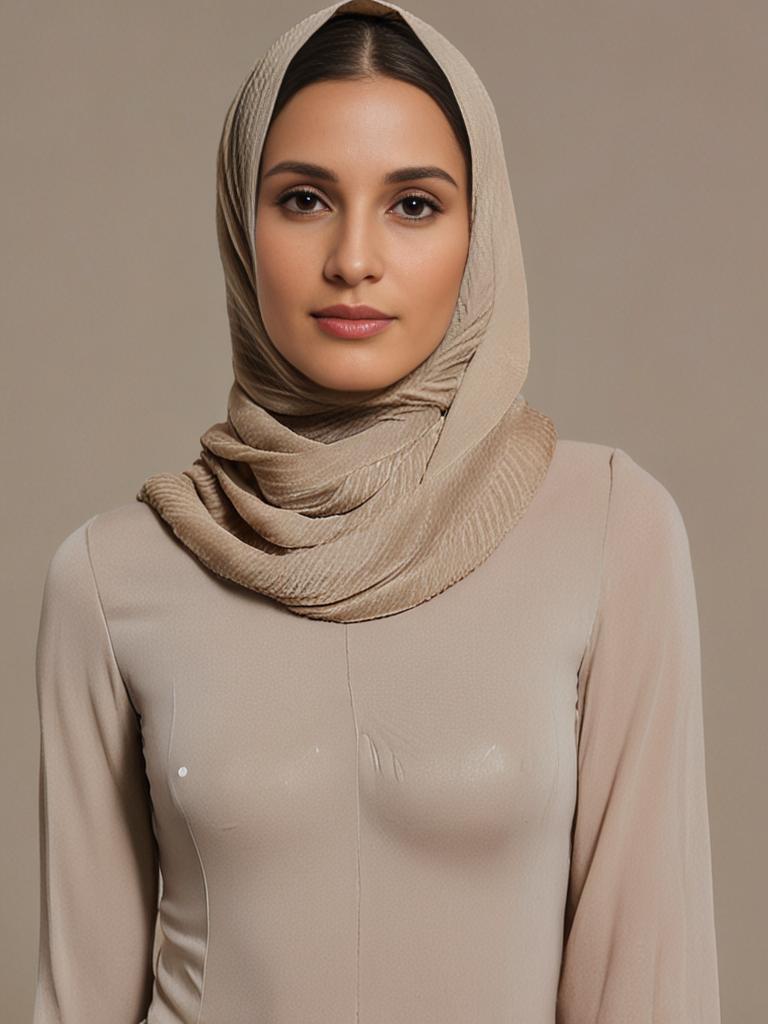 Beige Cotton Crinkled scarf