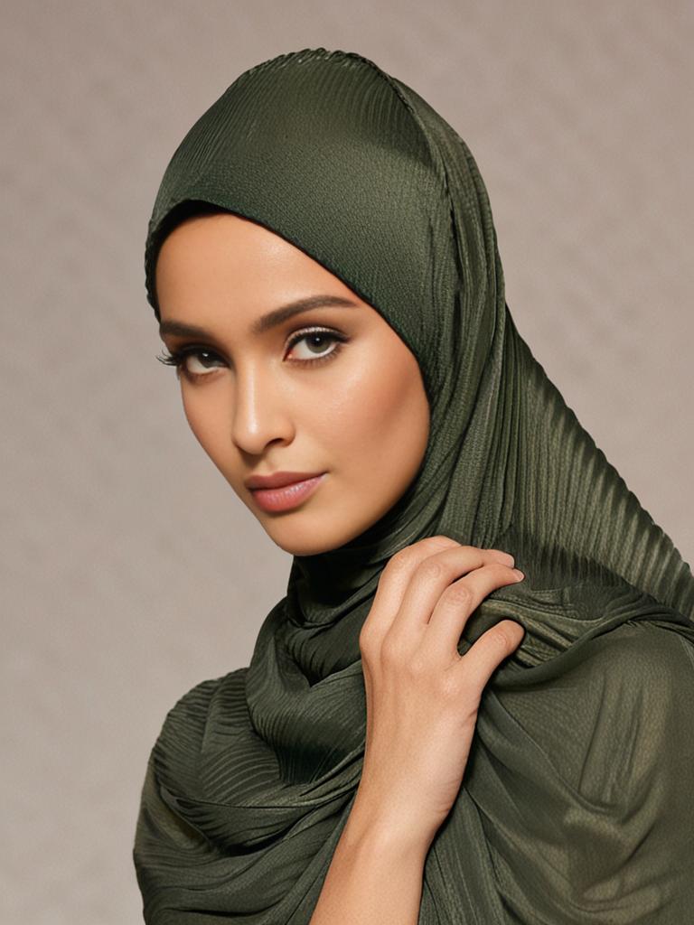 Green Cotton Crinkled scarf
