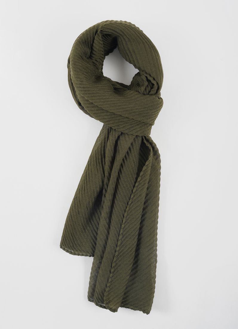 Buy Green Cotton Crinkled scarf