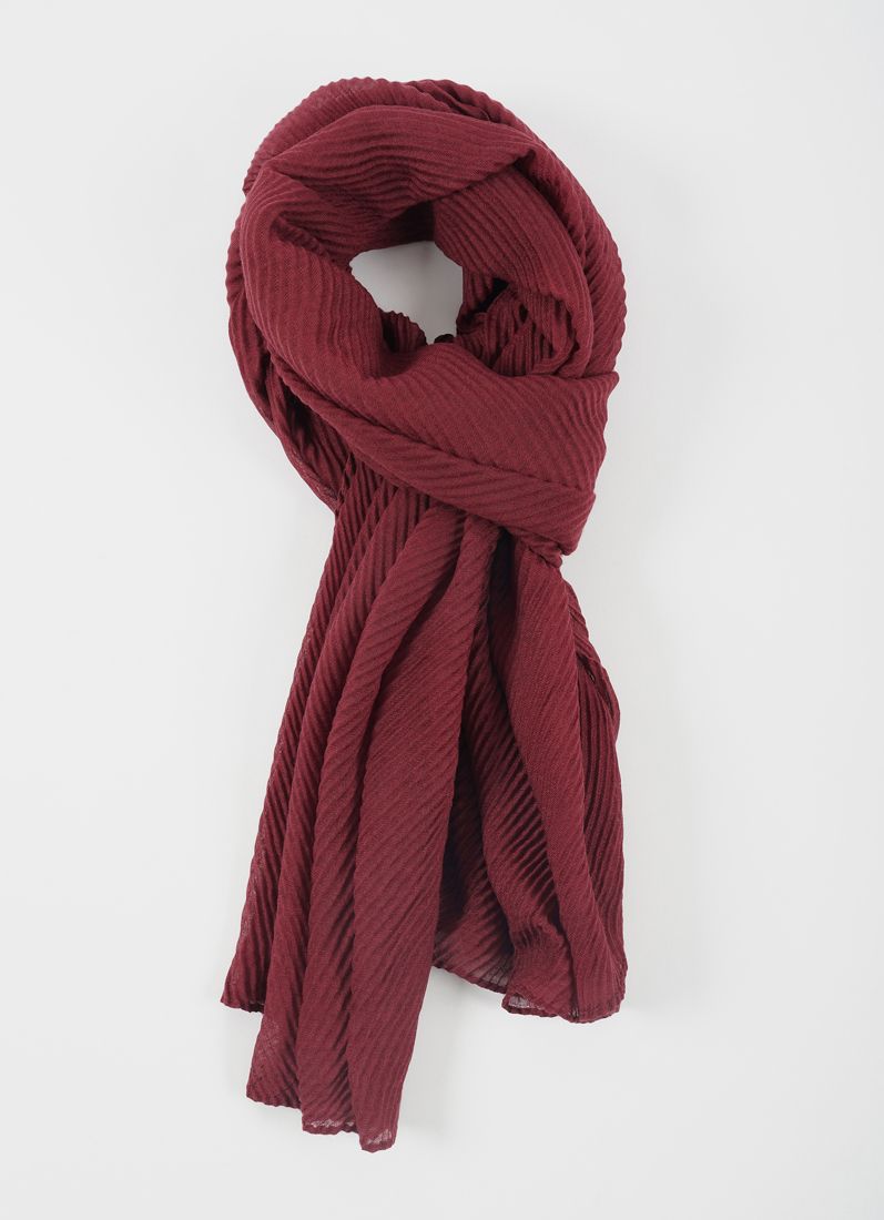 Buy Wine Cotton Crinkled scarf