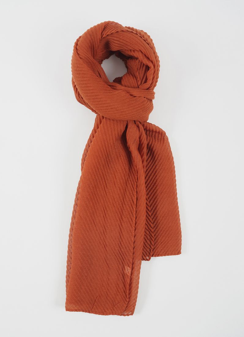 Buy Rust Cotton Crinkled scarf