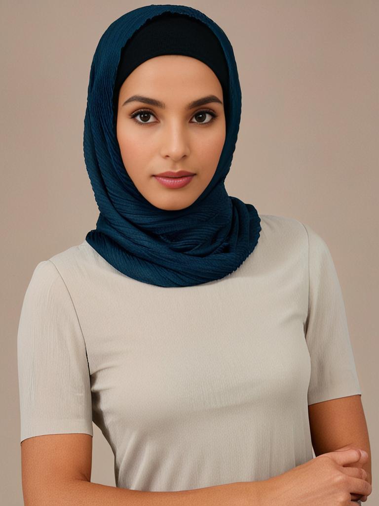 Teal Cotton Crinkled scarf