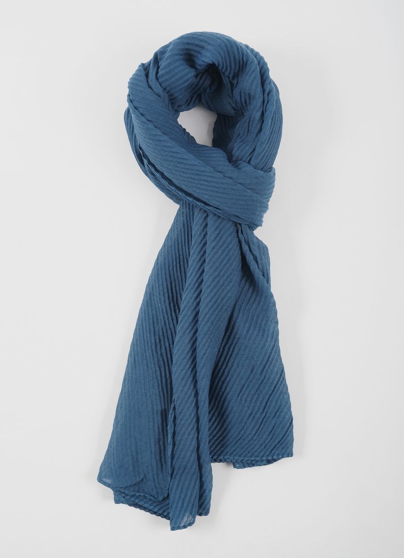 Buy Teal Cotton Crinkled scarf