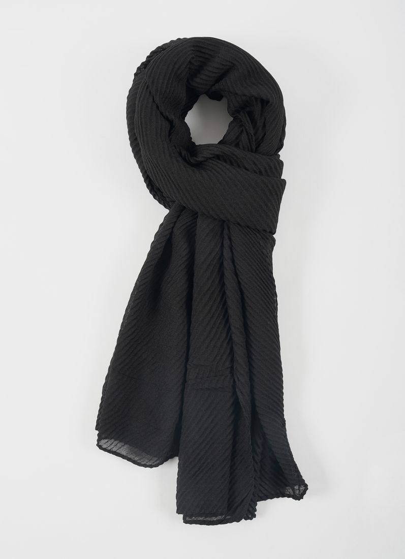 Buy Black Cotton Crinkled scarf