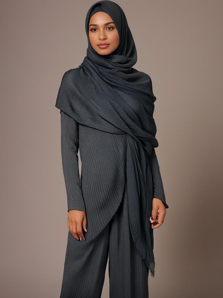 Dark Grey Cotton Crinkled scarf