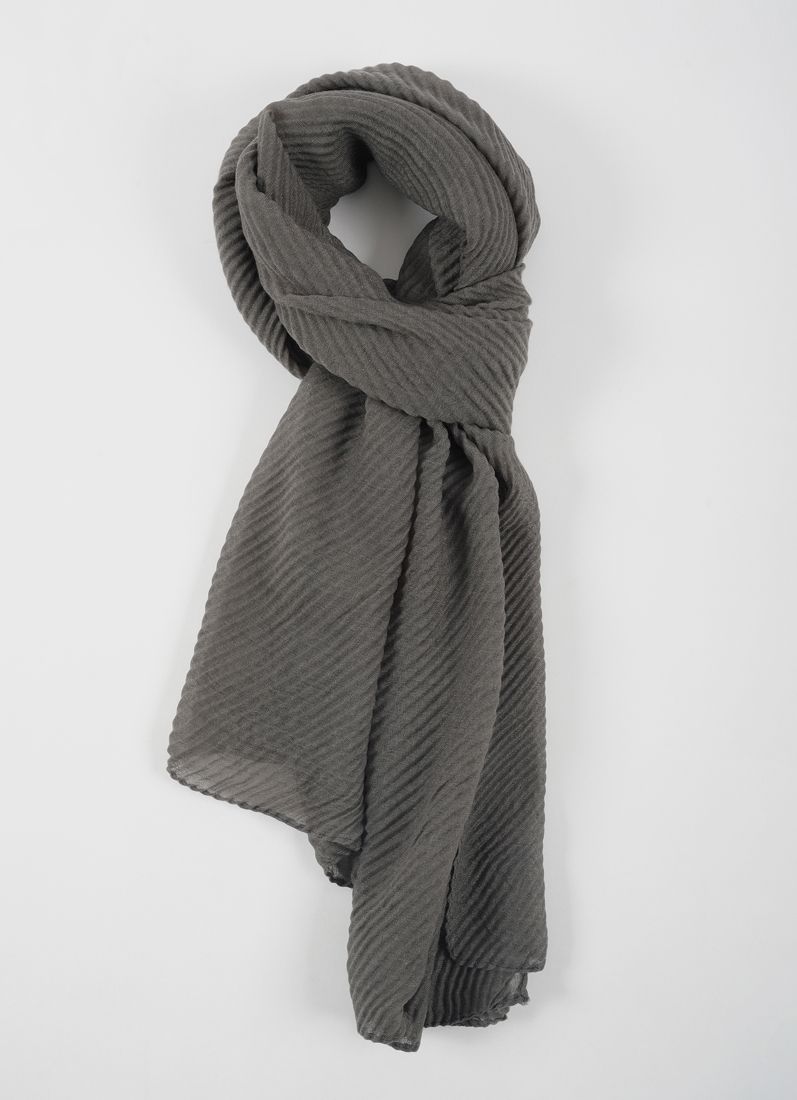 Buy Dark Grey Cotton Crinkled scarf