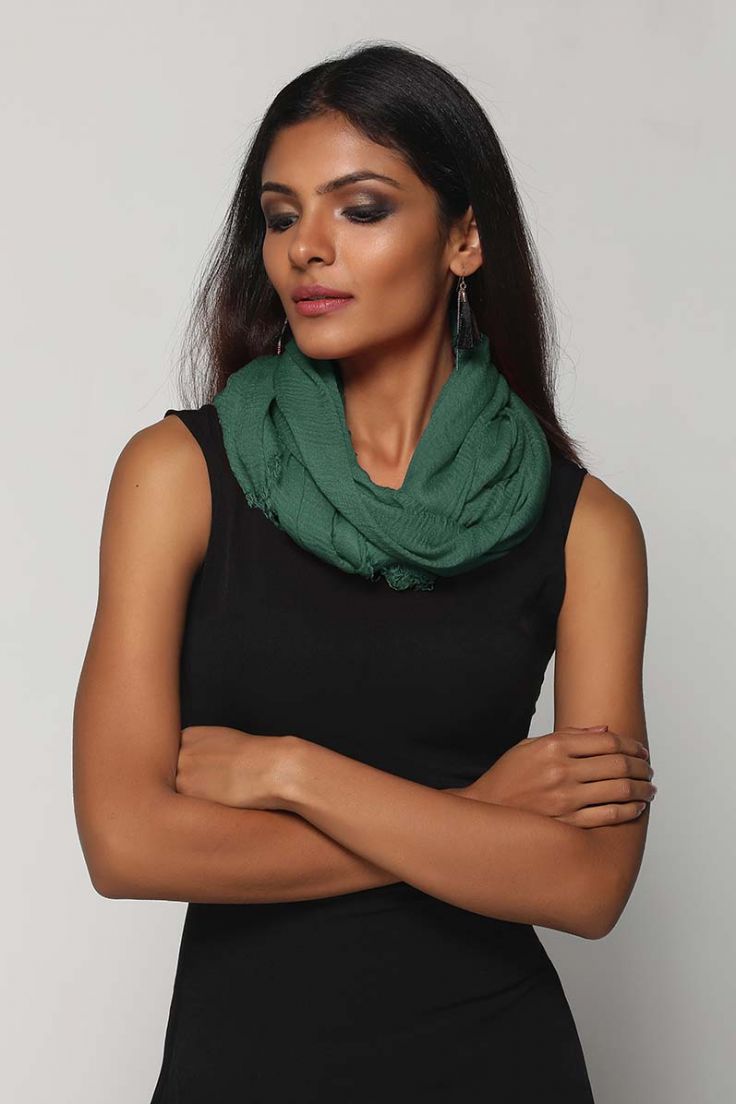 Buy Dark Green Woven Oversize Scarf