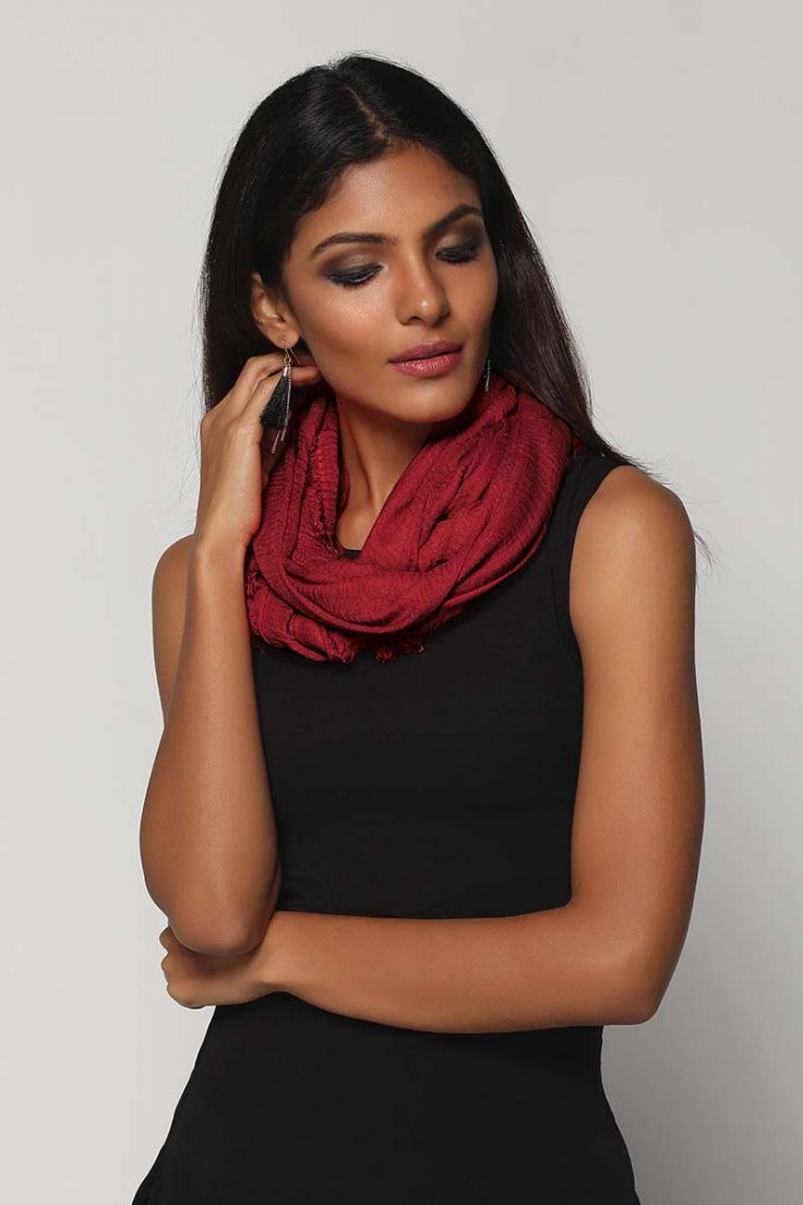 Buy Burgundy Woven Oversize Scarf