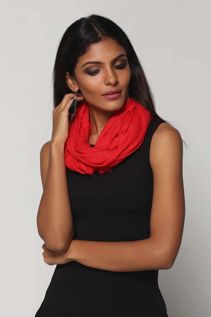Buy Red Woven Oversize Scarf