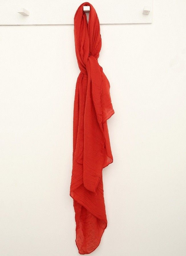 Buy Red Rayon Crinkle Scarf