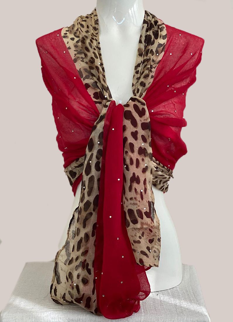 Buy Red Animal Print Scarf