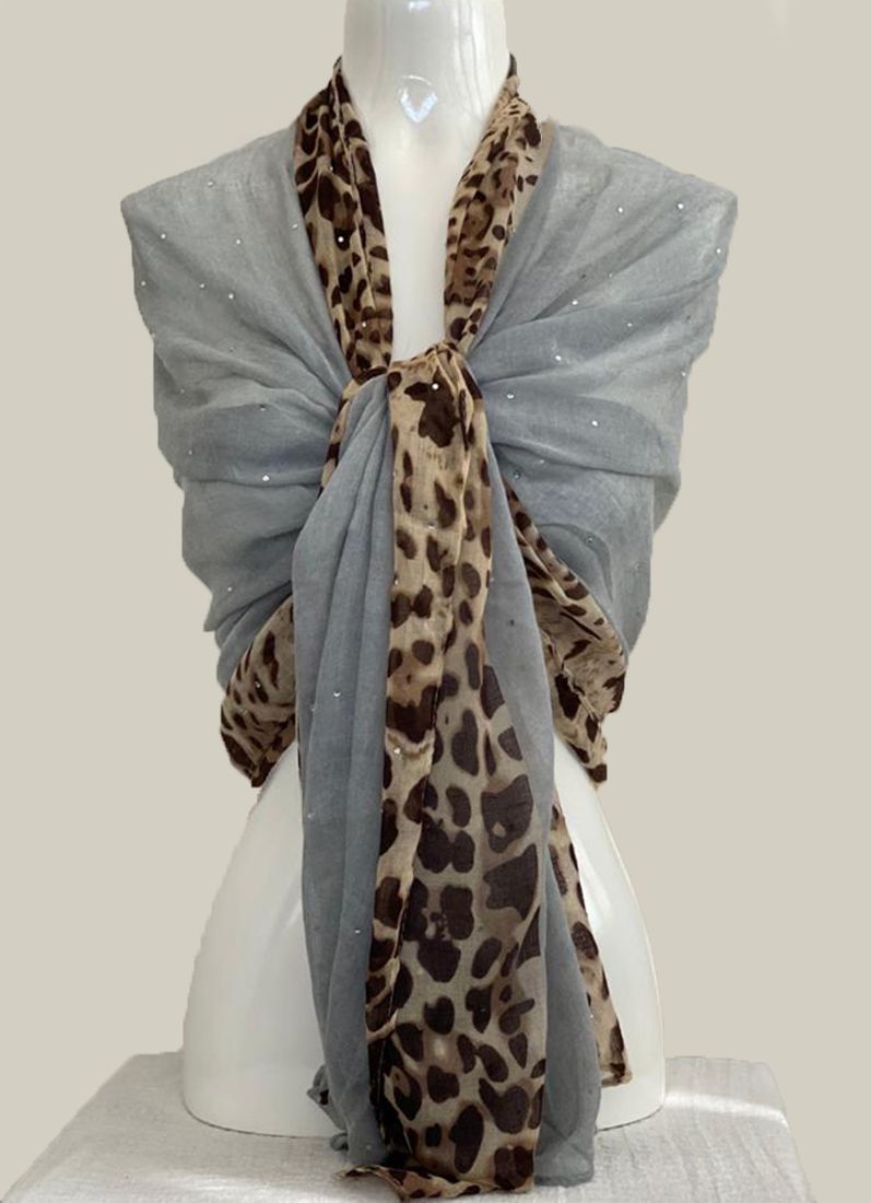Buy Grey Animal Print Scarf