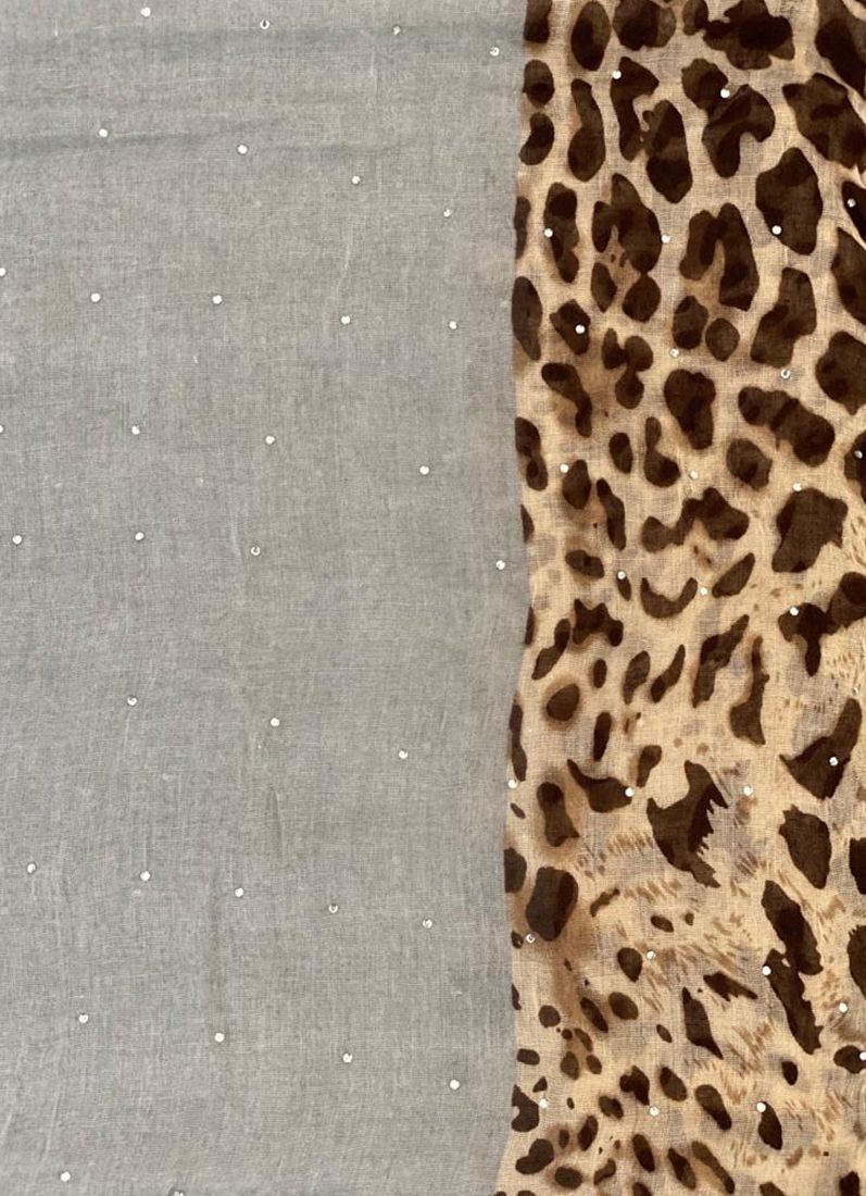 Grey Animal Print Scarf