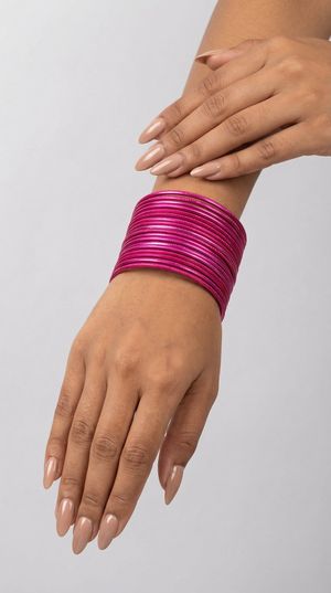 Rani Pink Bangle Set Lightweight Slim Stackable Bangles for Women