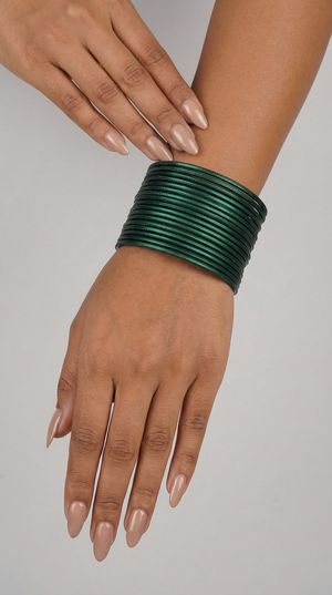 Bottle Green Bangle Set Lightweight Slim Stackable Bangles for Women